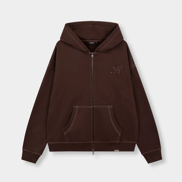 RIVERO - SEAMS ZIP HOODIE - BROWN