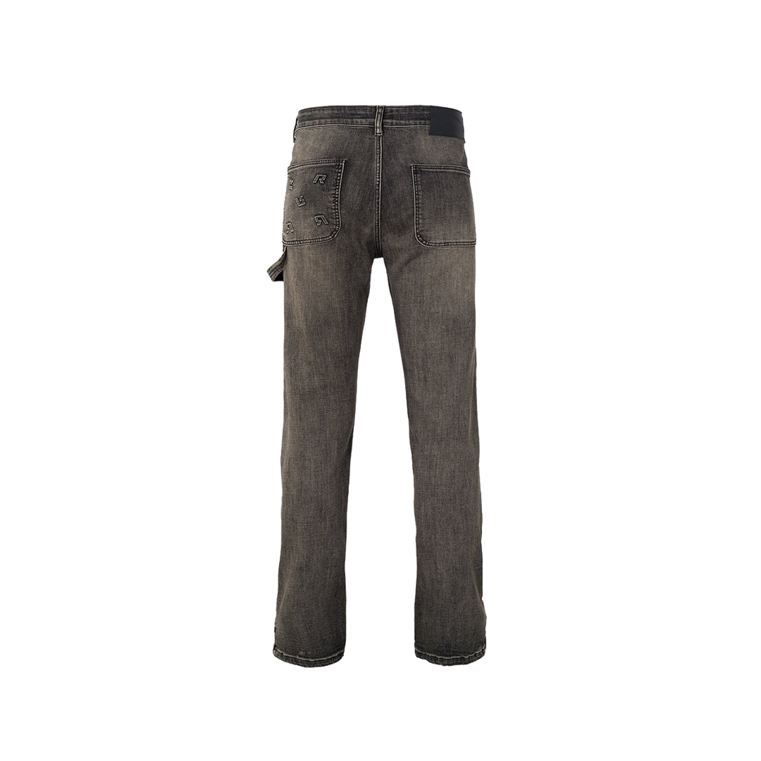 RIVERO - EMBOSSED STRAIGHT WORKER JEANS  BLACK