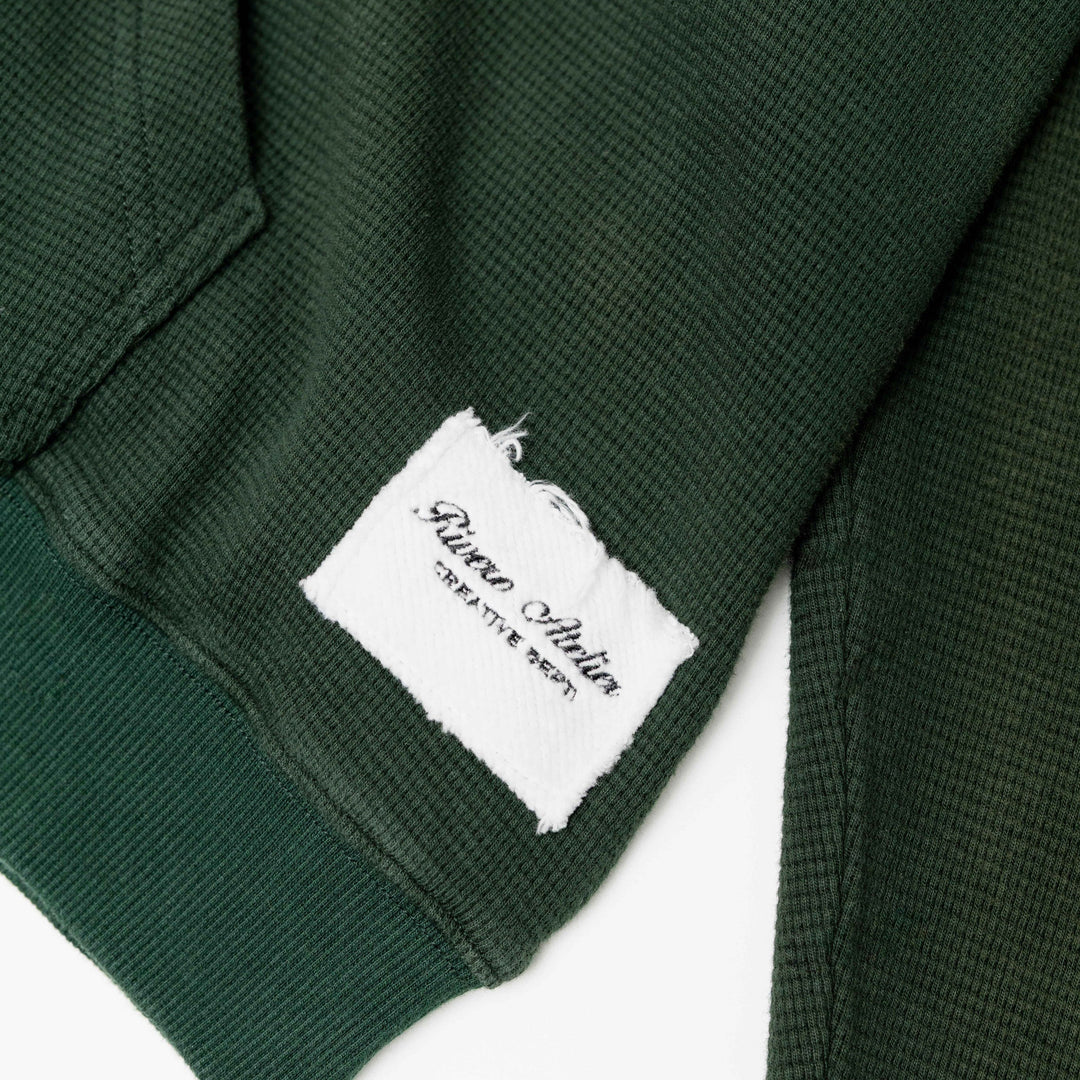 RIVERO - INTL. WASHED WAFFLE ZIP HOODIE GREEN