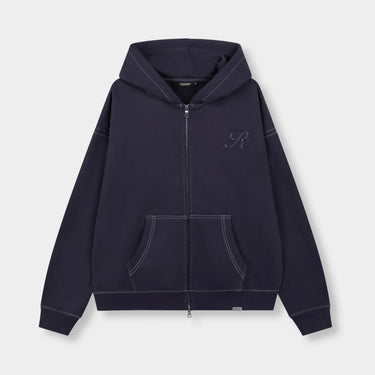 RIVERO - SEAMS ZIP HOODIE - NAVY