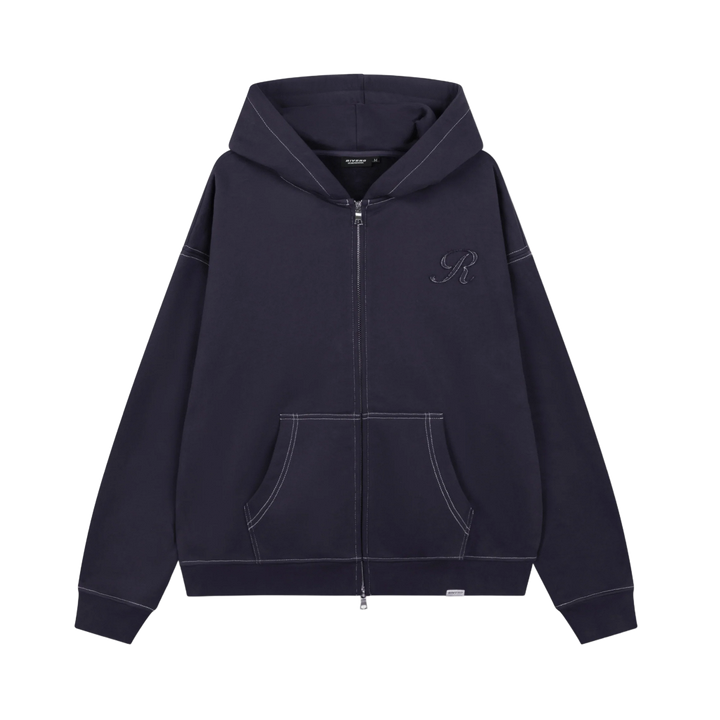 RIVERO - SEAMS ZIP HOODIE - NAVY