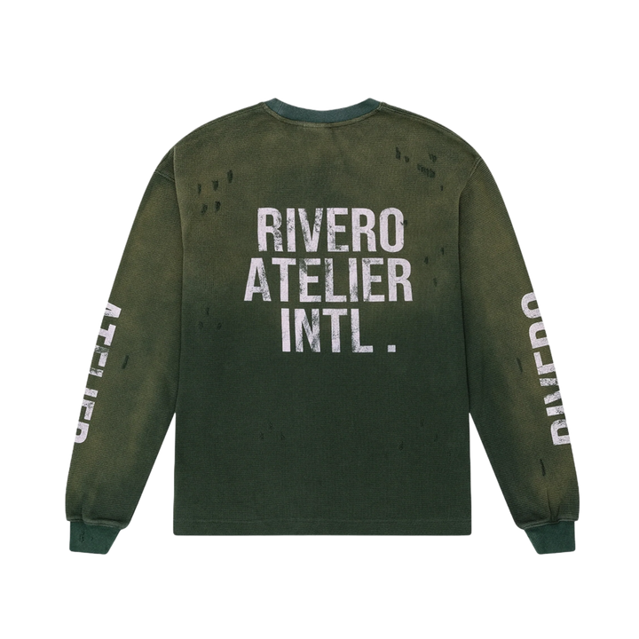RIVERO - INTL. WASHED WAFFLE LONGSLEEVE GREEN