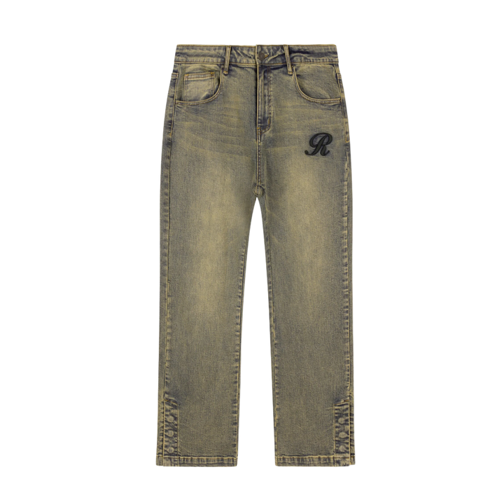 RIVERO - RAISED MONOGRAM BUTTONED DENIM JEANS