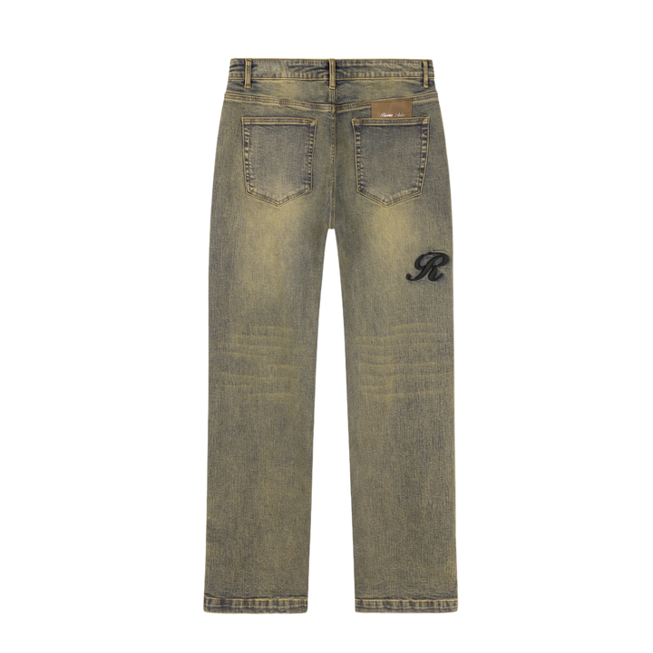 RIVERO - RAISED MONOGRAM BUTTONED DENIM JEANS