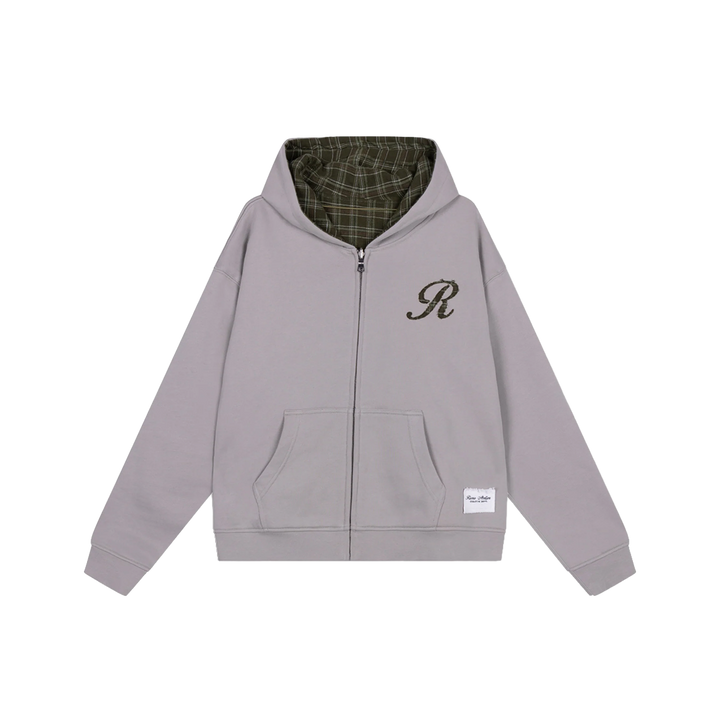 RIVERO - REVERSE PLAID ZIP HOODIE