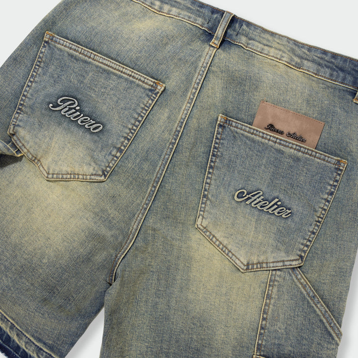 RIVERO - WORKER DENIM SHORTS - VERIDIAN