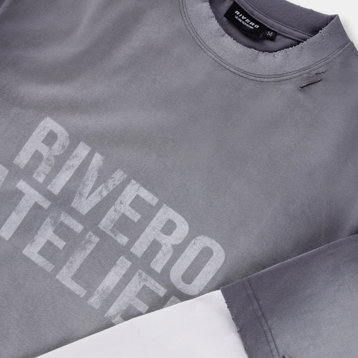 RIVERO - FADE ARTIFACT ASH DOUBLE LAYERED TEE