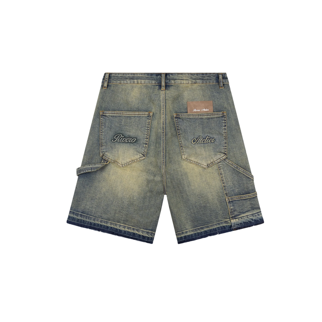 RIVERO - WORKER DENIM SHORTS - VERIDIAN