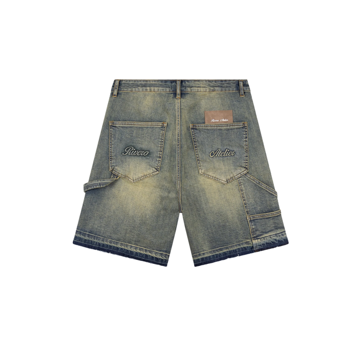 RIVERO - WORKER DENIM SHORTS - VERIDIAN