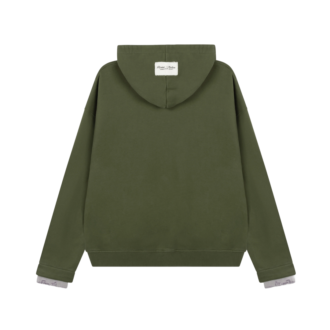 RIVERO - ACADEMY DENIM CUT OFF HOODIE - GREEN