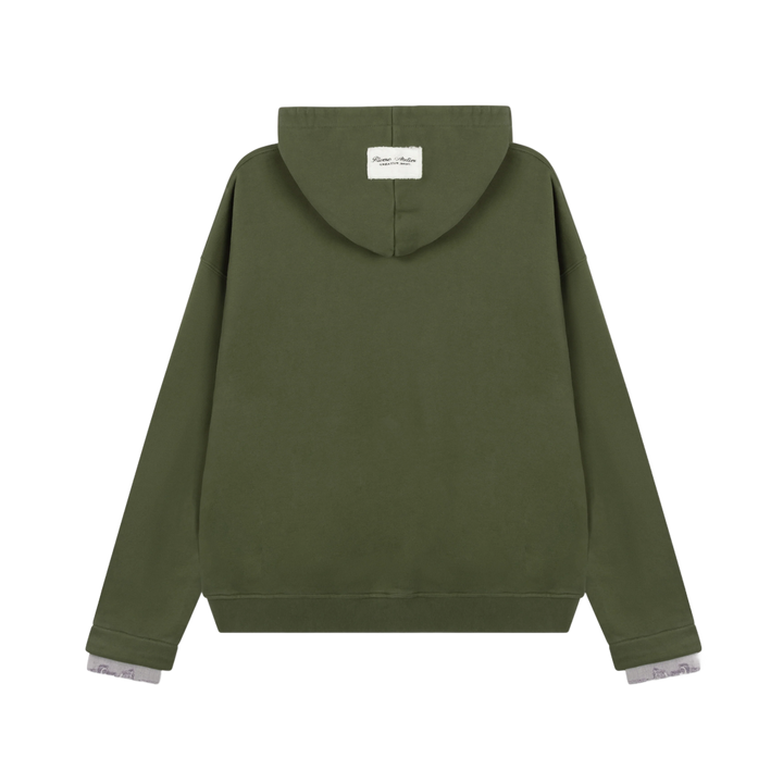 RIVERO - ACADEMY DENIM CUT OFF HOODIE - GREEN