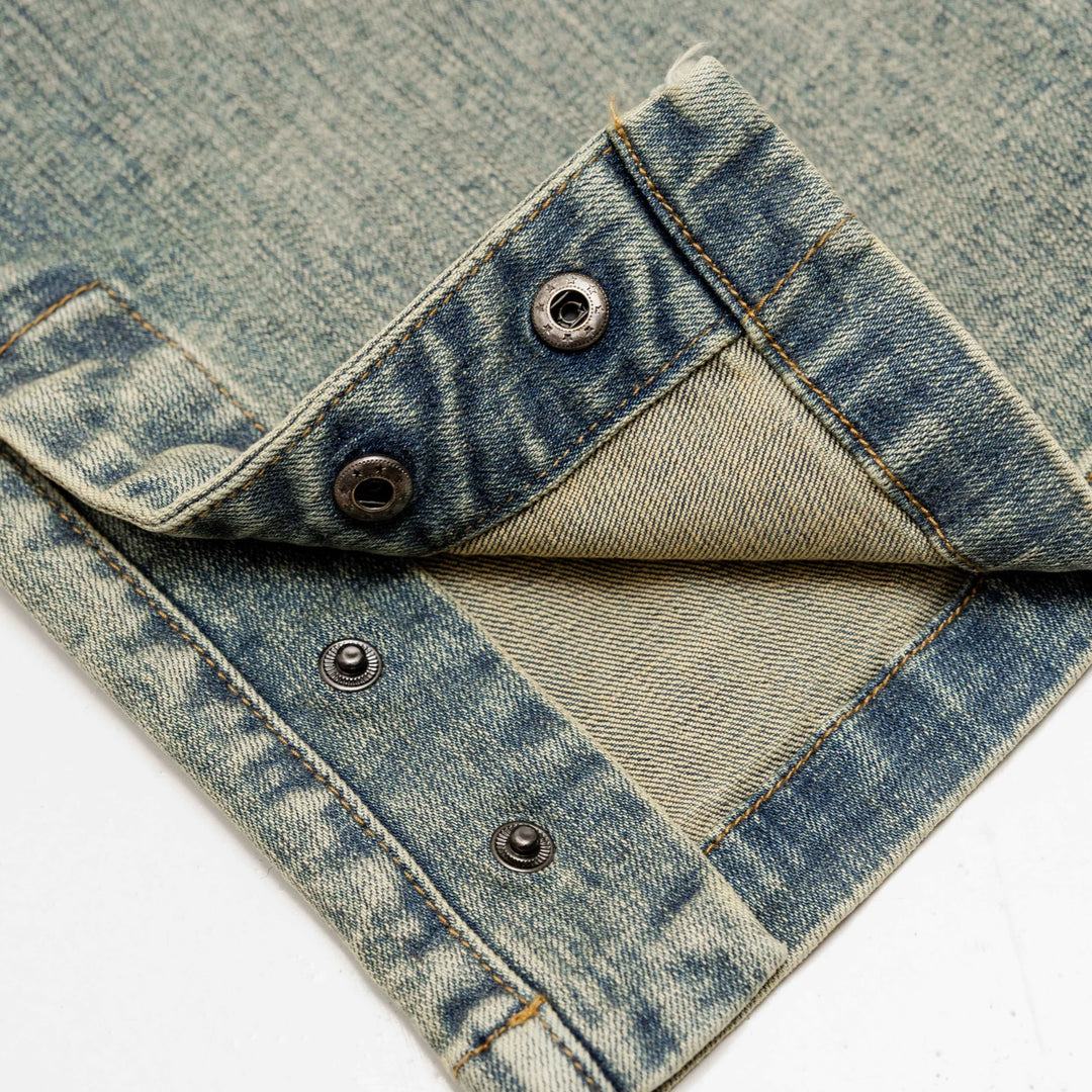 RIVERO - RAISED MONOGRAM BUTTONED DENIM JEANS