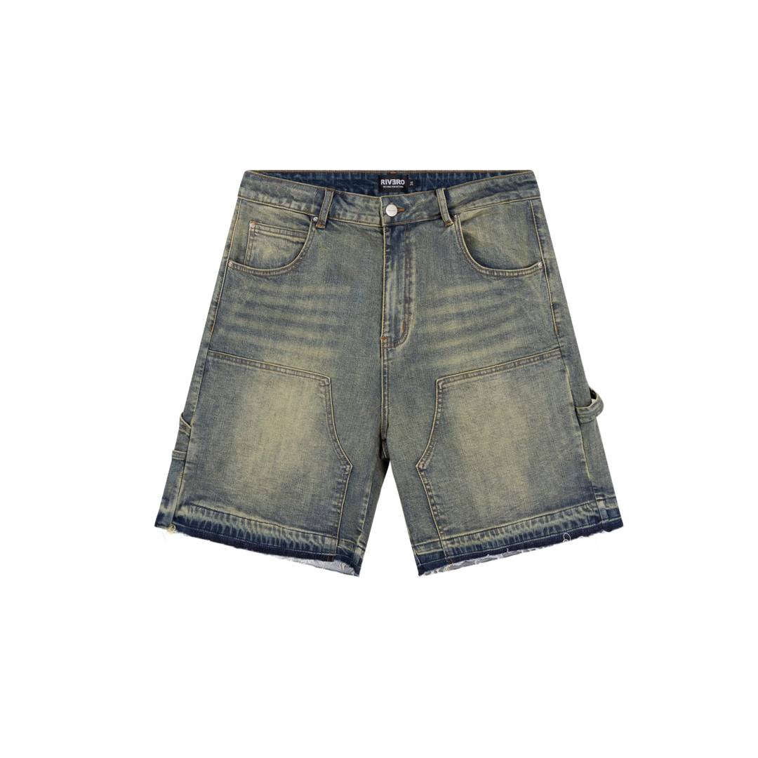 RIVERO - WORKER DENIM SHORTS - VERIDIAN
