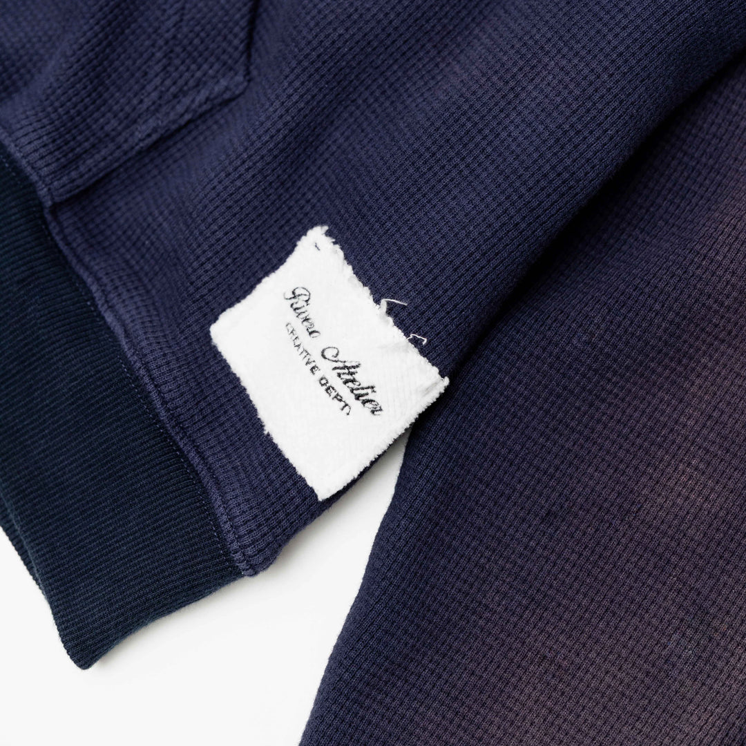 RIVERO - INTL. WASHED WAFFLE ZIP HOODIE NAVY