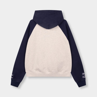 RIVERO - RAGLAN COLLEGE ZIP HOODIE - NAVY/GREY