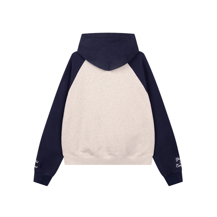 RIVERO - RAGLAN COLLEGE ZIP HOODIE - NAVY/GREY