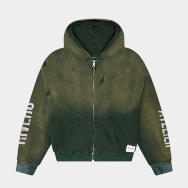 RIVERO - INTL. WASHED WAFFLE ZIP HOODIE GREEN