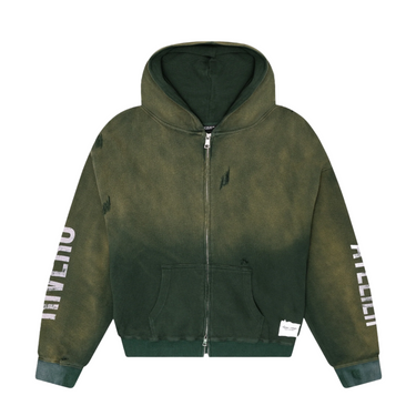 RIVERO - INTL. WASHED WAFFLE ZIP HOODIE GREEN