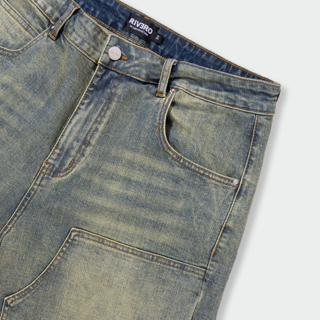 RIVERO - WORKER DENIM SHORTS - VERIDIAN