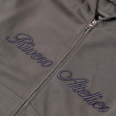 RIVERO - ATELIER DOUBLE LAYERED ZIP HOODIE GREY
