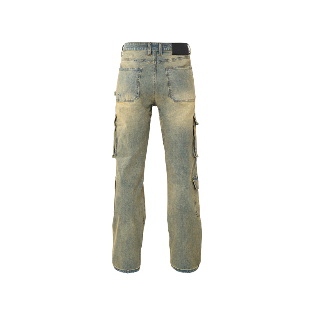RIVERO - BAGGY HEAVY WASHED CARGO DENIM JEANS
