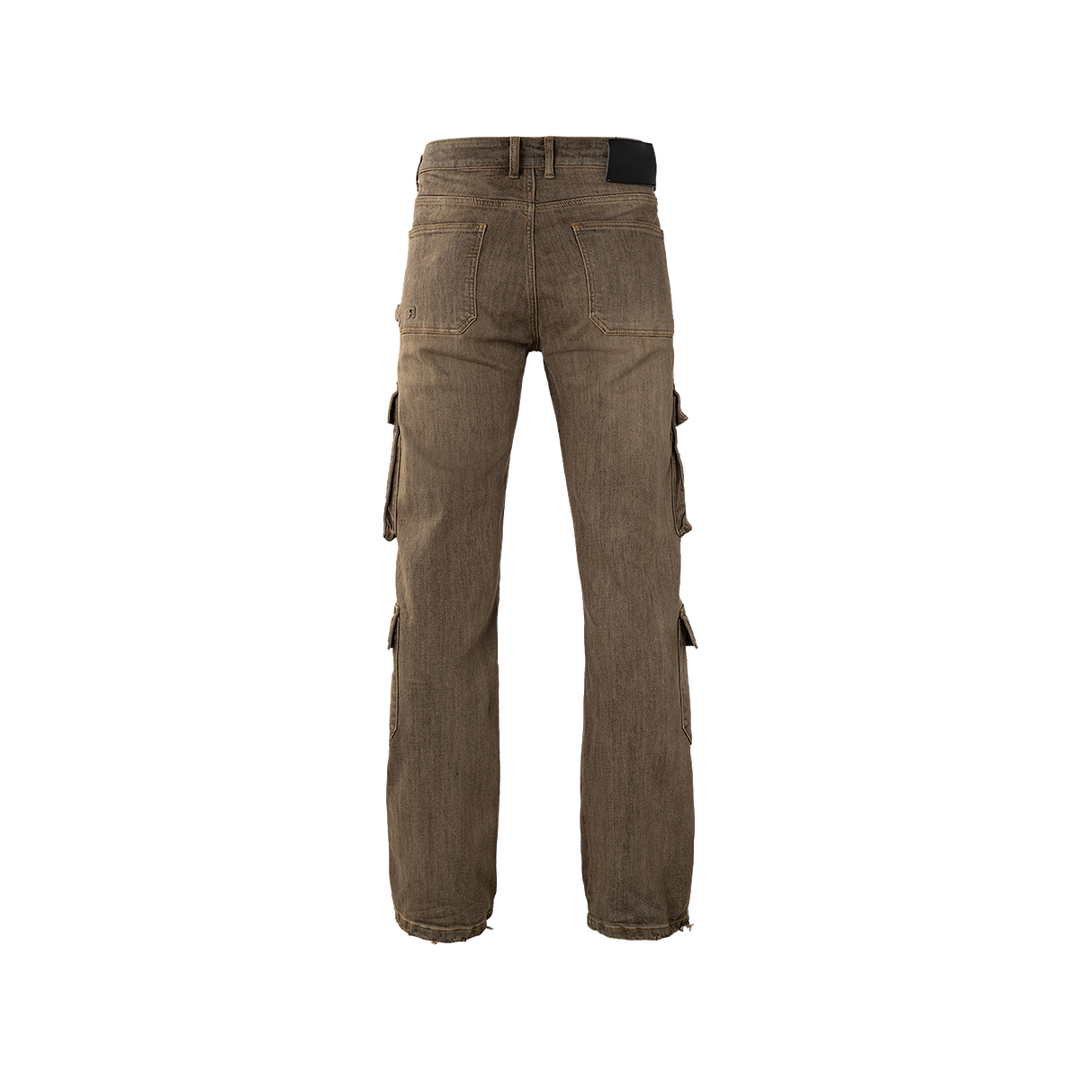 RIVERO - BAGGY VINTAGE WASHED CARGO DENIM JEANS