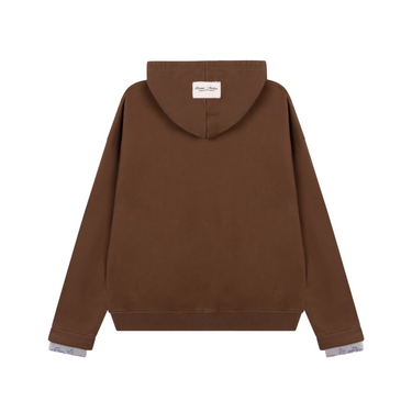 RIVERO - ACADEMY DENIM CUT OFF HOODIE - BROWN