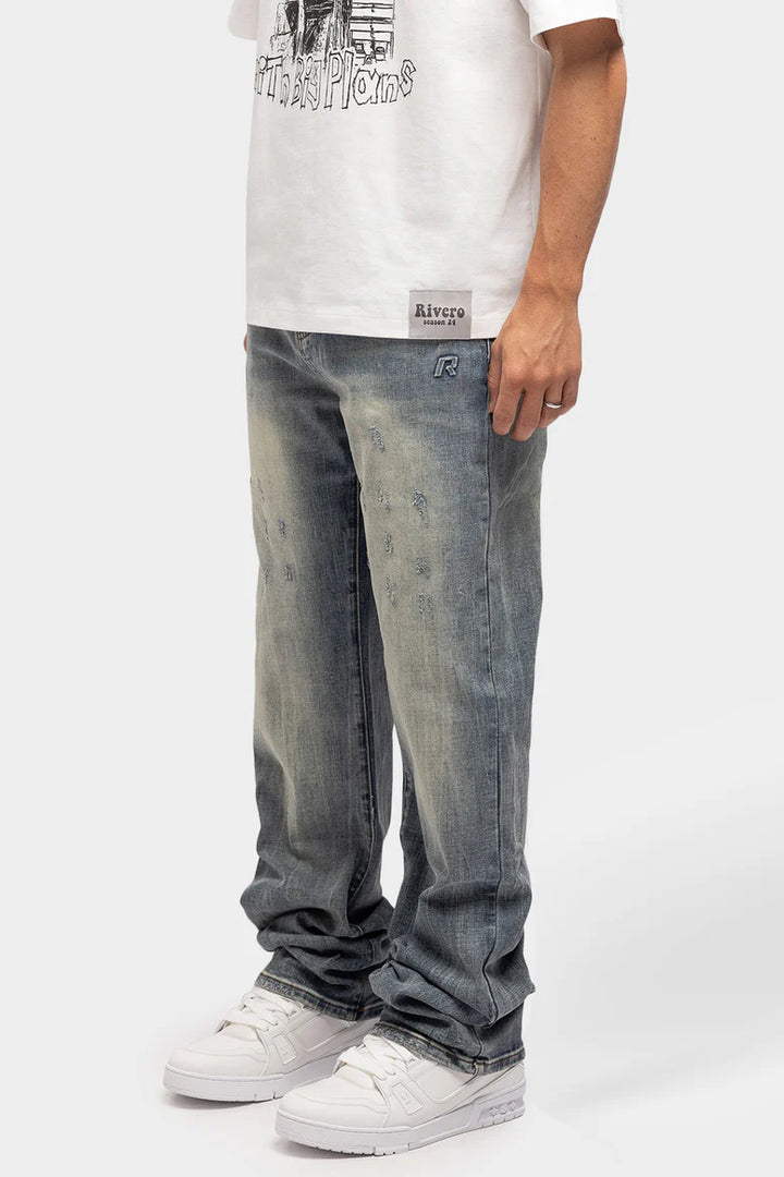 RIVERO - BLEACH WASHED DENIM JEANS