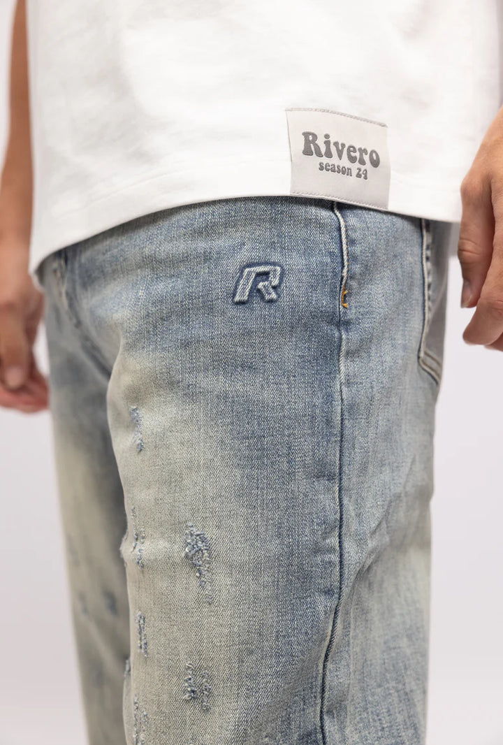 RIVERO - BLEACH WASHED DENIM JEANS