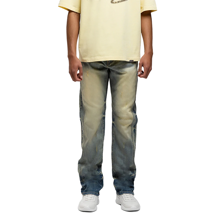 RIVERO - SEGMENTED WASHED DENIM JEANS