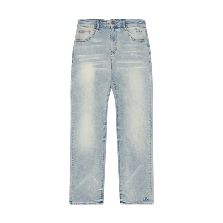 RIVERO - REGULAR PLAIN MIST BLUE EMBOSSED DENIM JEANS
