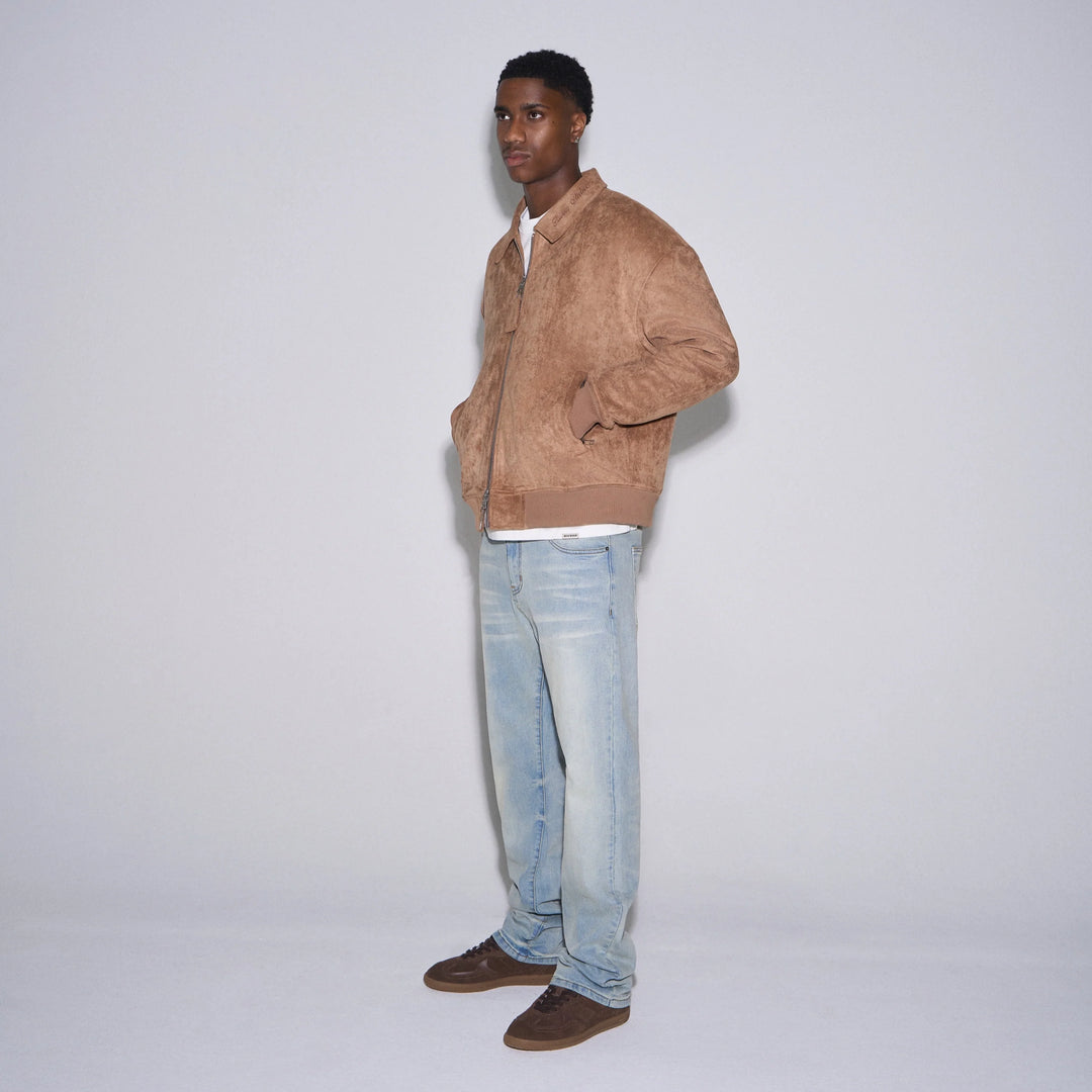 RIVERO - REGULAR PLAIN MIST BLUE EMBOSSED DENIM JEANS