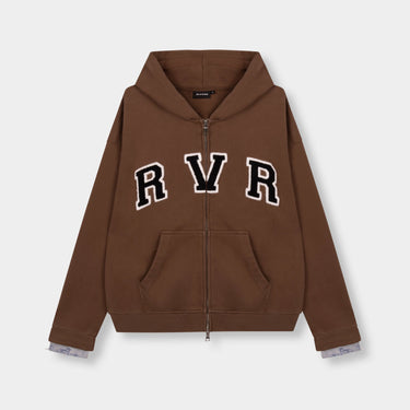 RIVERO - ACADEMY DENIM CUTT OFF HOODIE - BROWN