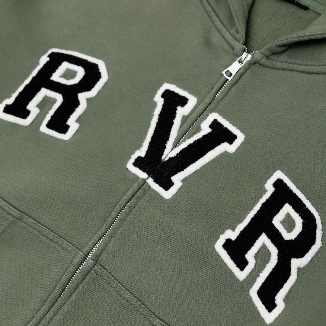RIVERO - ACADEMY DENIM CUT OFF HOODIE - GREEN