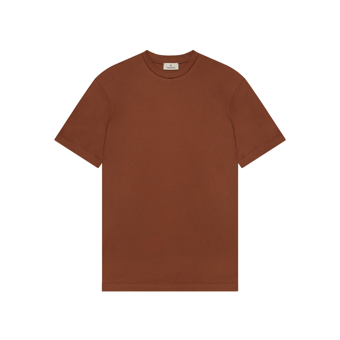 VALENZA - INTERLOCK SUPIMA T-SHIRT DARK BRIQUE