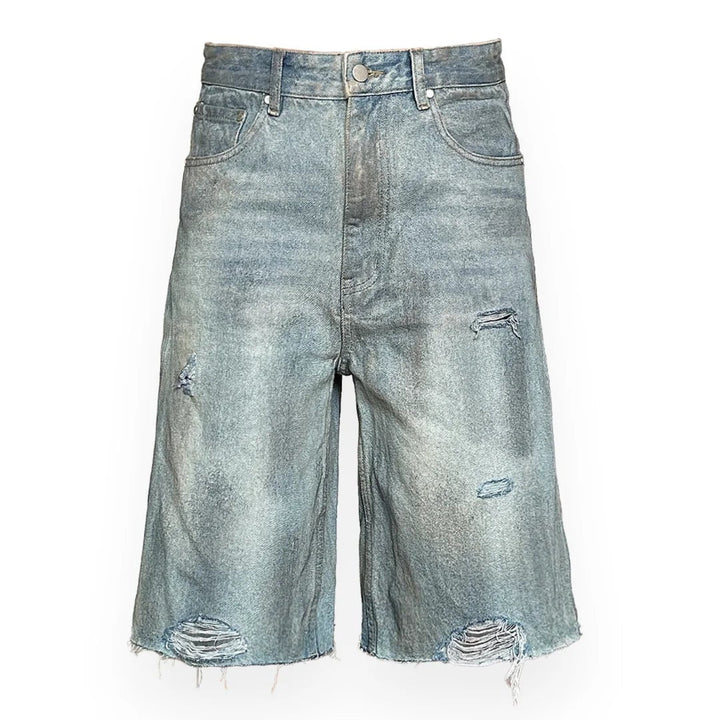 LORD CULTURE - RIPPED DENIM SHORTS – LIGHT BLUE