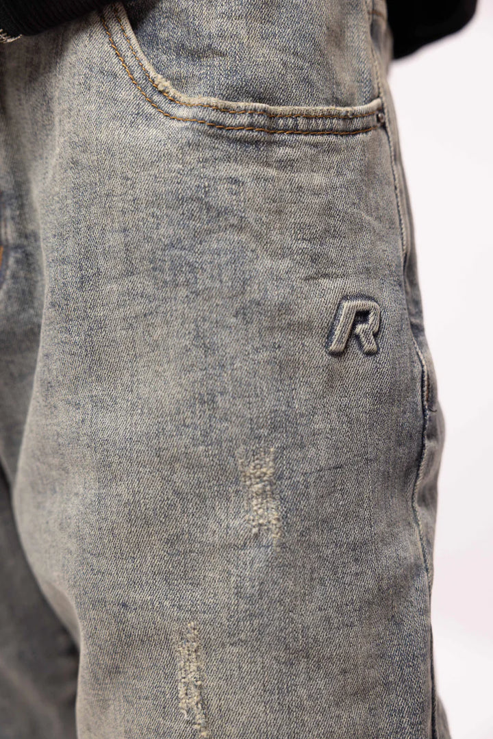 RIVERO - RELAXED VINTAGE WASHED EMBOSSED DENIM JEANS