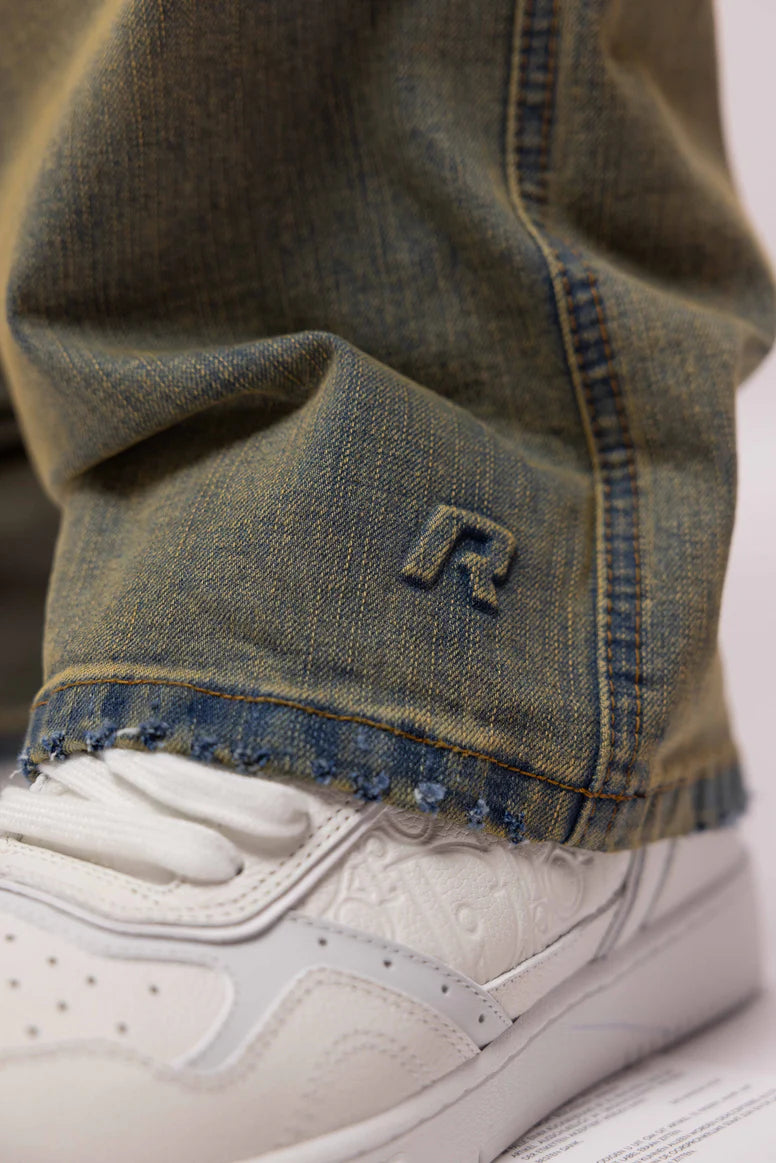 RIVERO - BAGGY HEAVY WASHED CARGO DENIM JEANS