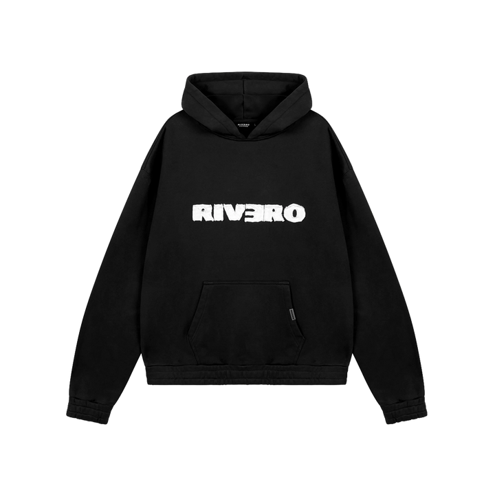 RIVERO - FRAYED ECHO HOODIE - BLACK