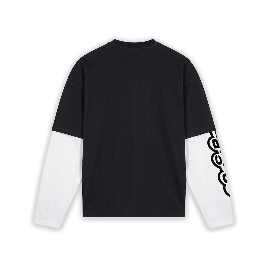 CONCEPT R - BUBBLE DOUBLE LAYERED LONGSLEEVE - BLACK WHITE