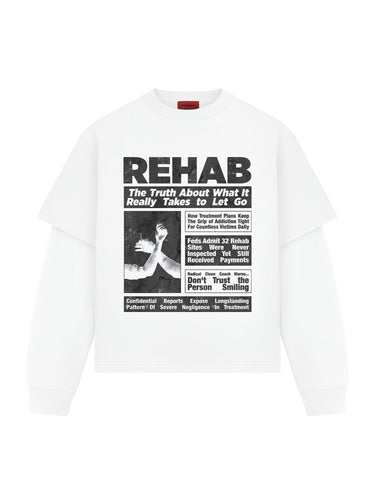REHAB ROOM - DOUBLE SLEEVE TEE - WHITE