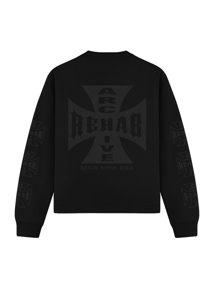 REHAB ROOM - IRON CROSS LONG SLEEVE - BLACK