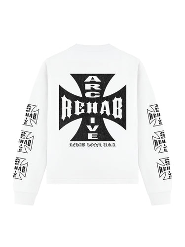 REHAB ROOM - IRON CROSS LONG SLEEVE - WHITE
