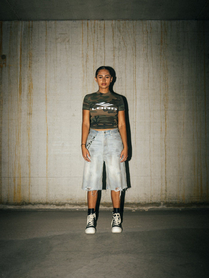 LORD CULTURE - RIPPED DENIM SHORTS – LIGHT BLUE