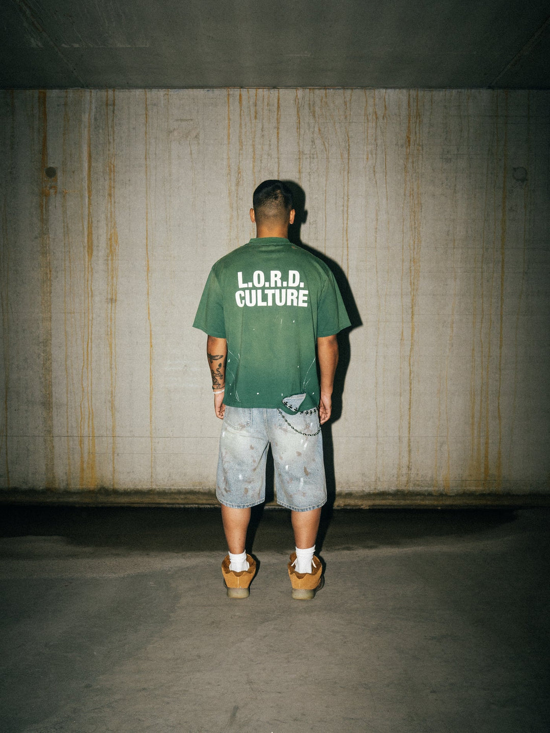 LORD CULTURE - STAINED DENIM SHORTS - BLUE