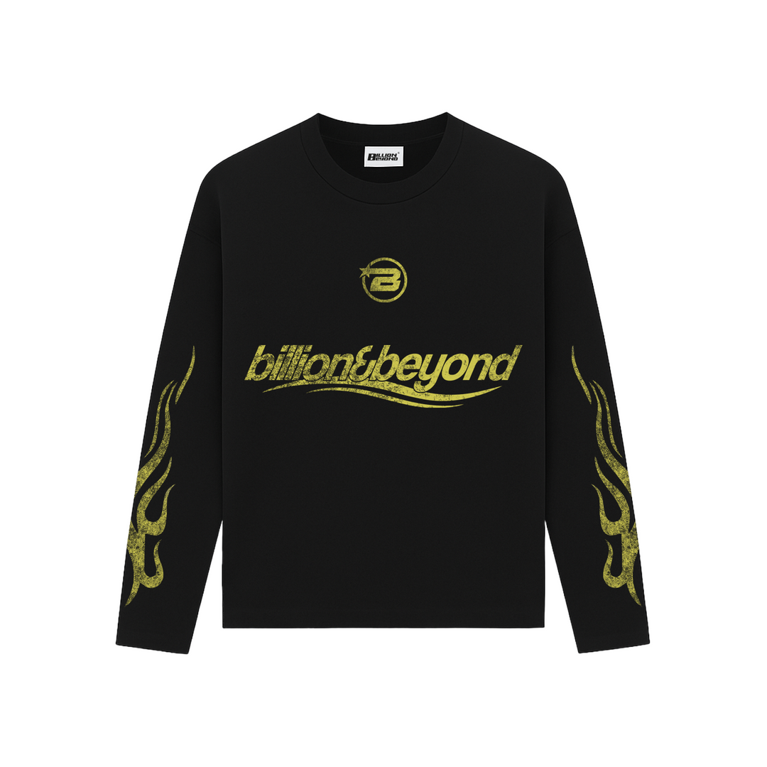 BILLION AND BEYOND - WAVE LONGSLEEVE - BLACK YELLOW