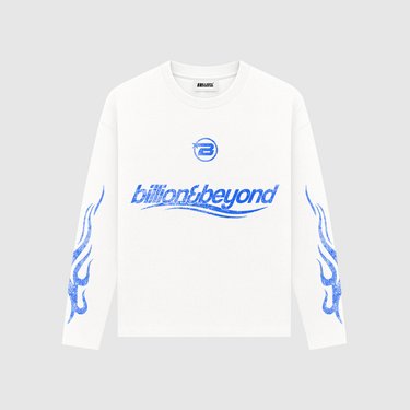 BILLION AND BEYOND - WAVE LONGSLEEVE - WHITE/BLUE