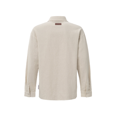 RIVERO - LINEN SHIRT QUARTER BUTTON SAND