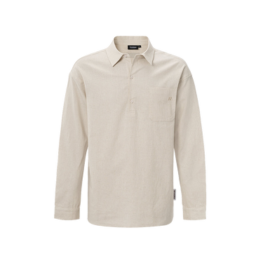 RIVERO - LINEN SHIRT QUARTER BUTTON SAND