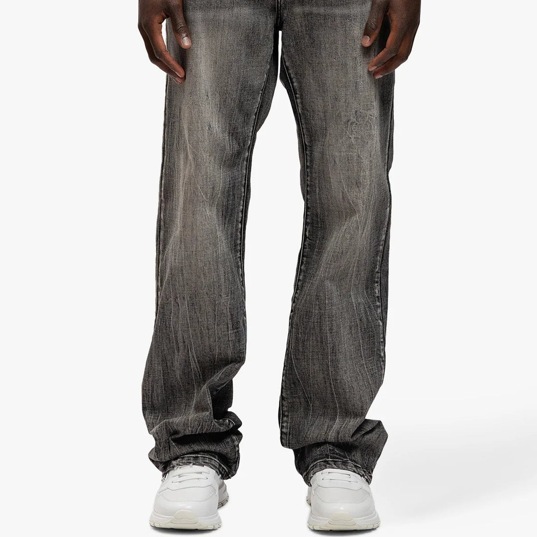 RIVERO - BLEACH WASHED DENIM JEANS DARK
